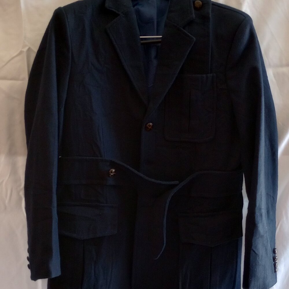 Mens Wool coat with attached belt
